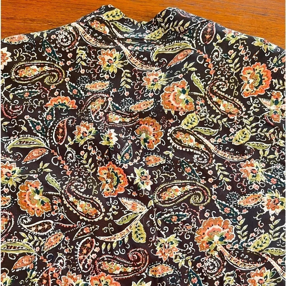 J Jill Sz SP Brown/Orange Paisley 100% Rayon Long Button Down Pockets Brand New - Picture 7 of 12